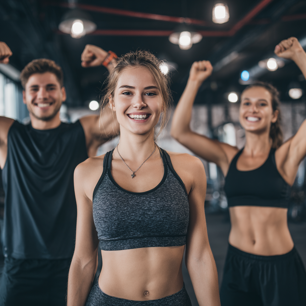 Усміхнені дорослі різного віку українського походження під час фітнес тренування