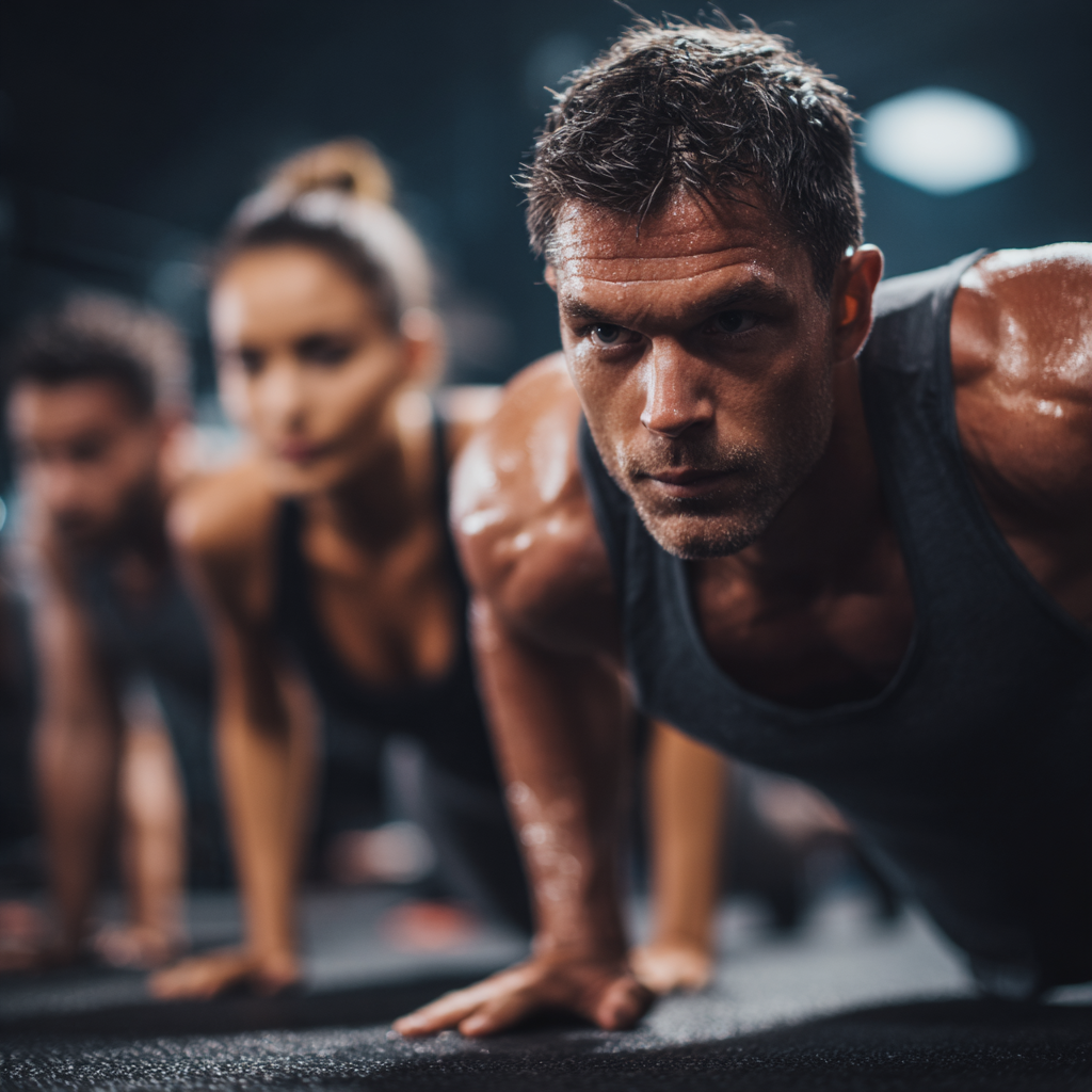 Група дорослих людей різного віку під час медитативної фізичної практики